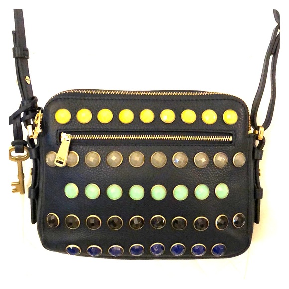 Fossil Midnight Navy Piper Gem Toaster Crossbody - Picture 1 of 6